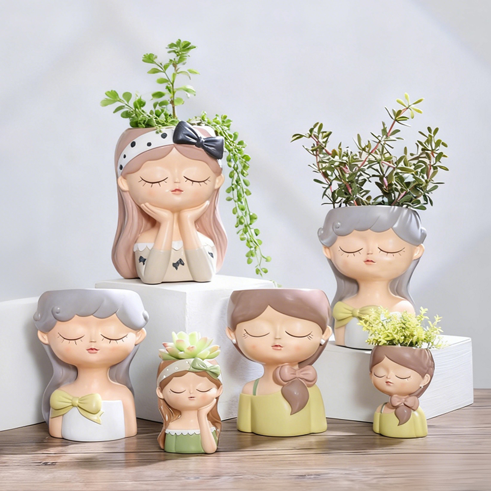 Cute Girl Small Plant Pot Resi – Echeveria Succulent recenzja i cena