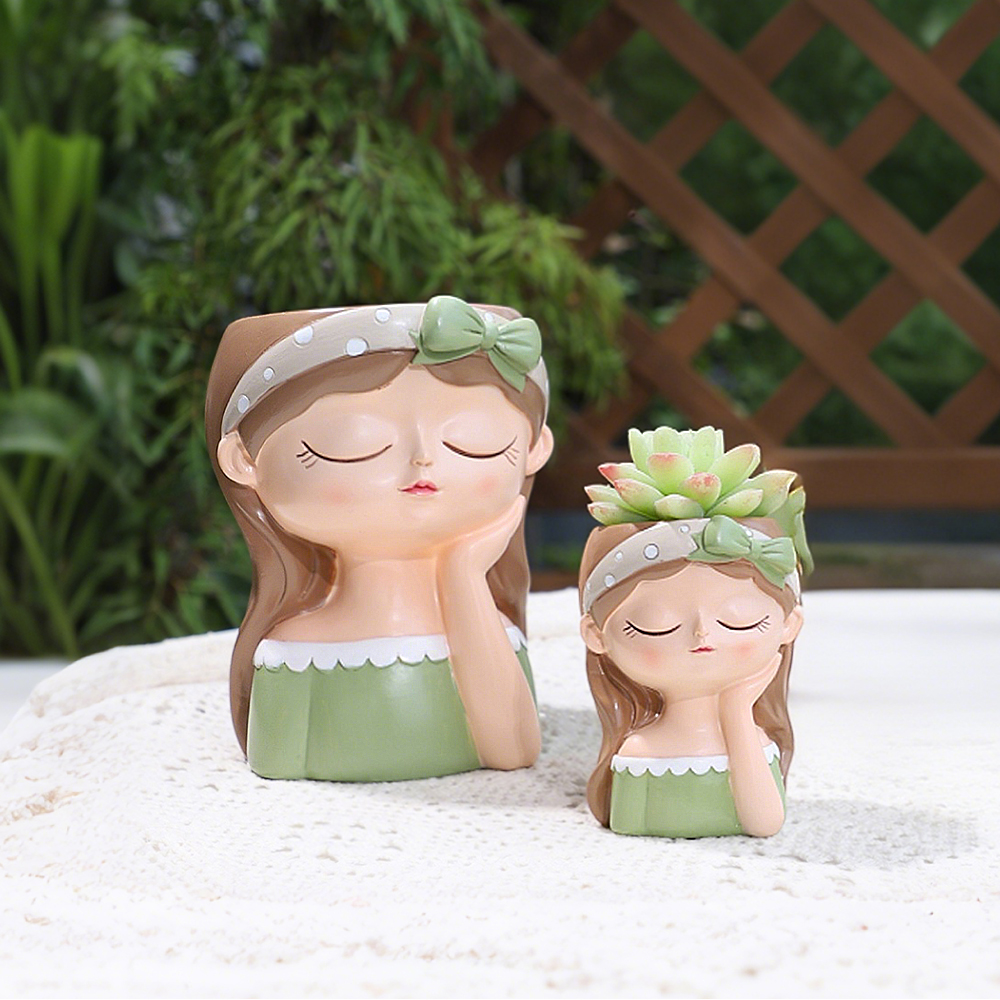 Cute Girl Small Plant Pot Resi – Echeveria Succulent recenzja i cena