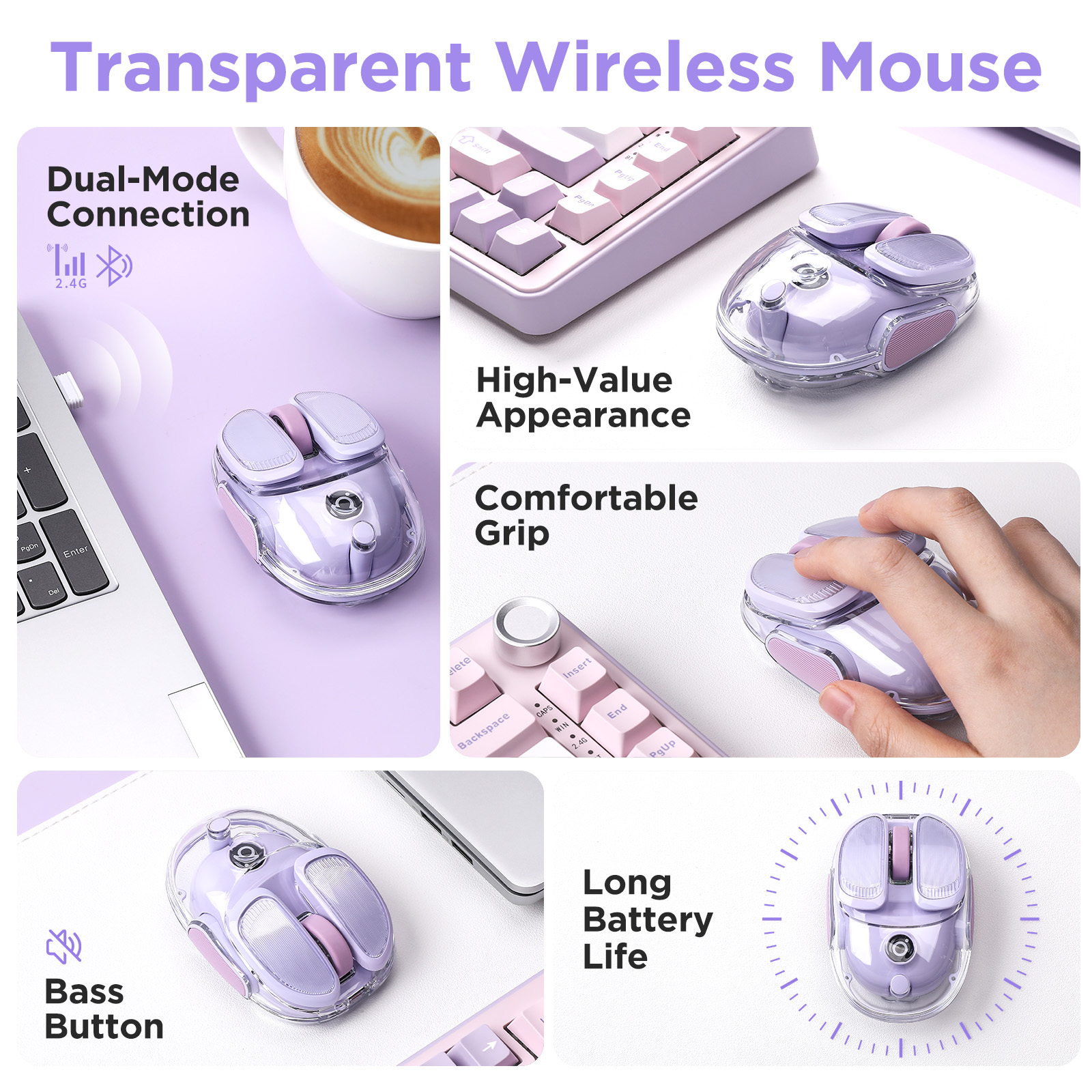 EWEADN Q9 Purple Wireless RGB  – Tradescantia Purple recenzja i cena